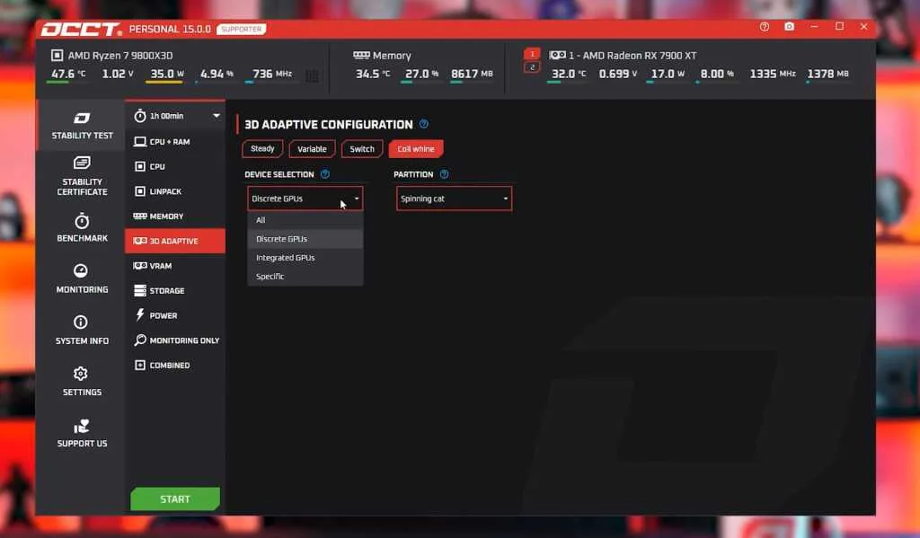 OCCT introduit une fonctionnalité inattendue occt-coil-whine-gpu